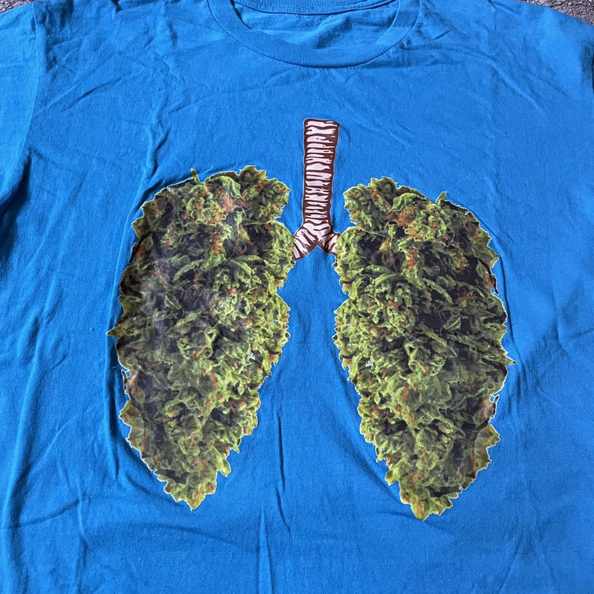 Vintage Vintage Y2K Graphic Tee Sun Faded Lungs Print Blue Grunge L Size US L / EU 52-54 / 3 - 7 Thumbnail