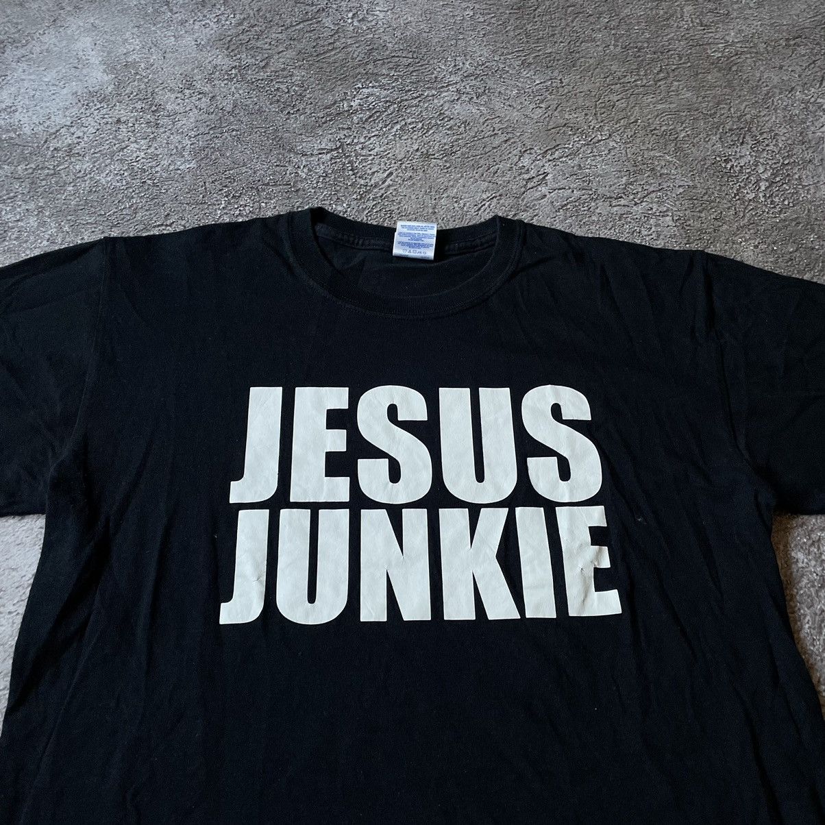 Vintage Vintage Y2K Jesus Junkie Graphic Tee Black Streetwear Boxy M Size US M / EU 48-50 / 2 - 5 Thumbnail