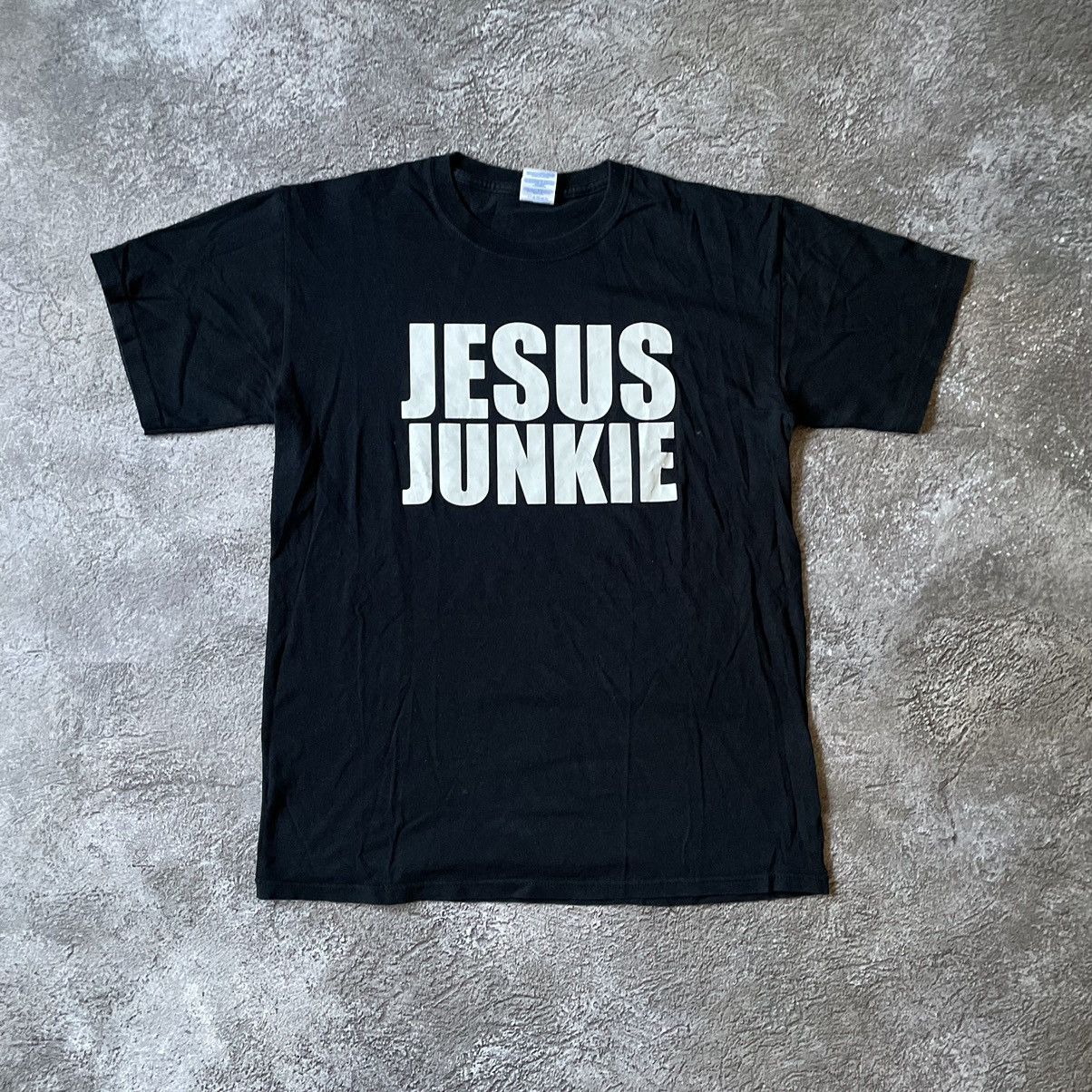 Vintage Vintage Y2K Jesus Junkie Graphic Tee Black Streetwear Boxy M Size US M / EU 48-50 / 2 - 2 Thumbnail