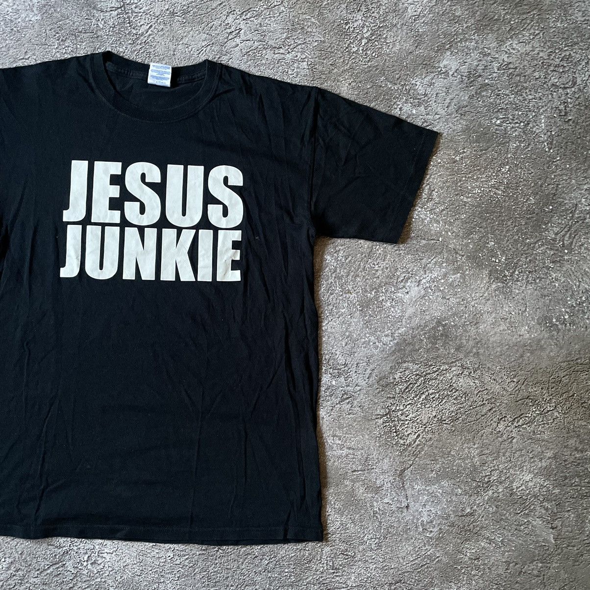 Vintage Vintage Y2K Jesus Junkie Graphic Tee Black Streetwear Boxy M Size US M / EU 48-50 / 2 - 3 Thumbnail