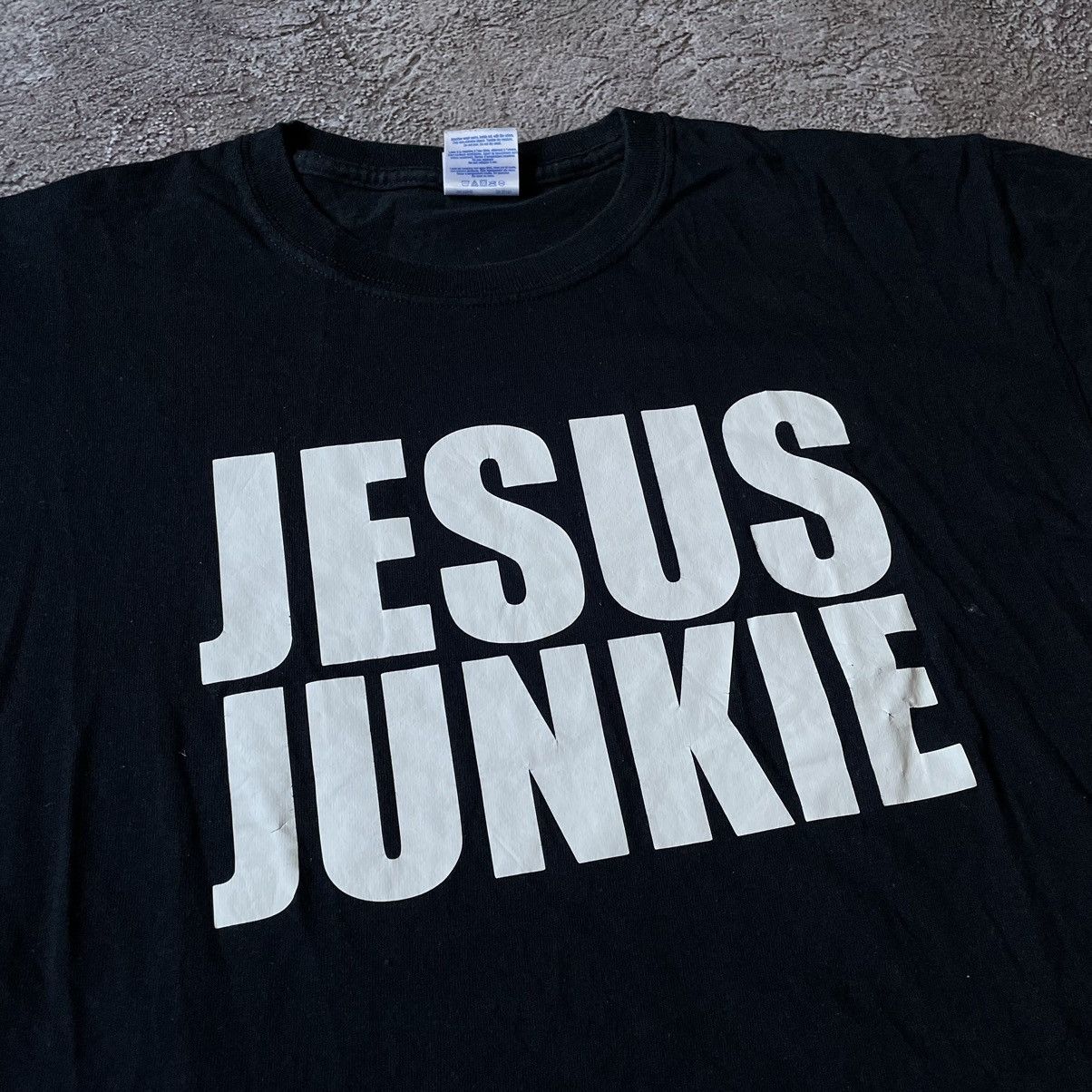 Vintage Vintage Y2K Jesus Junkie Graphic Tee Black Streetwear Boxy M Size US M / EU 48-50 / 2 - 6 Thumbnail