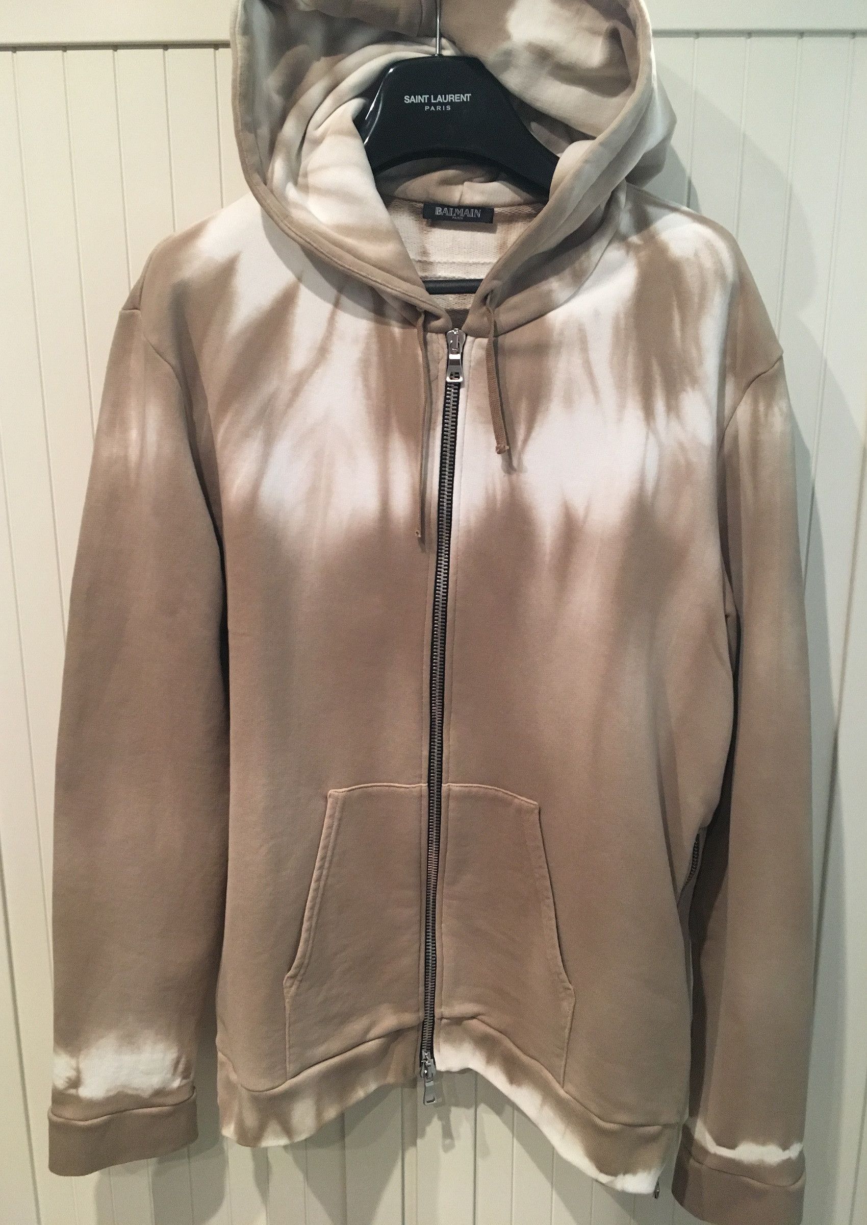 image of Balmain Ss'16 Hoodie Tie Dyed in Tan, Men's (Size Large)