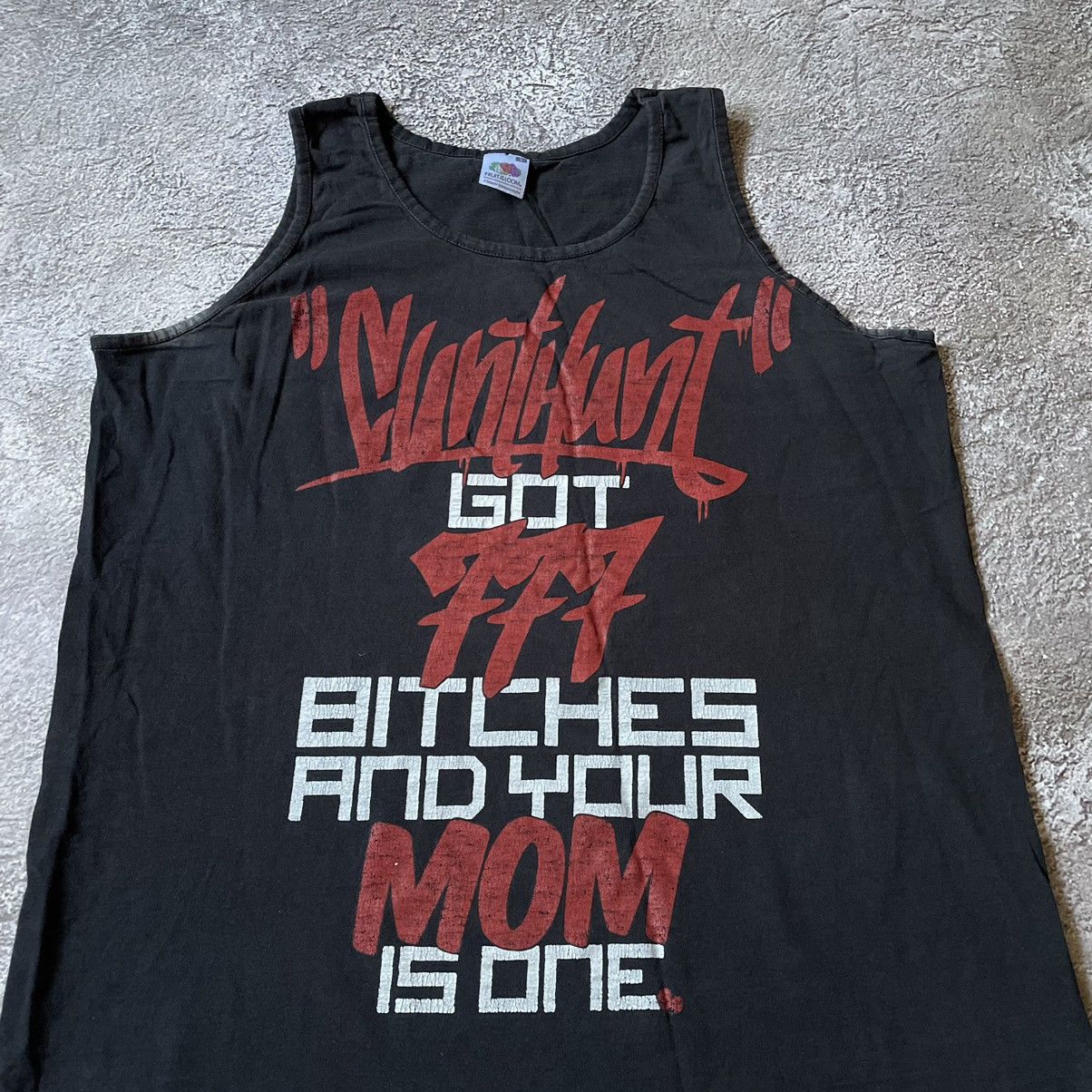 Vintage VINTAGE Y2K “ FUCK CUNT HUNT MILF TANK TOP“ FUNNY SLOGAN TEE Size US L / EU 52-54 / 3 - 5 Thumbnail