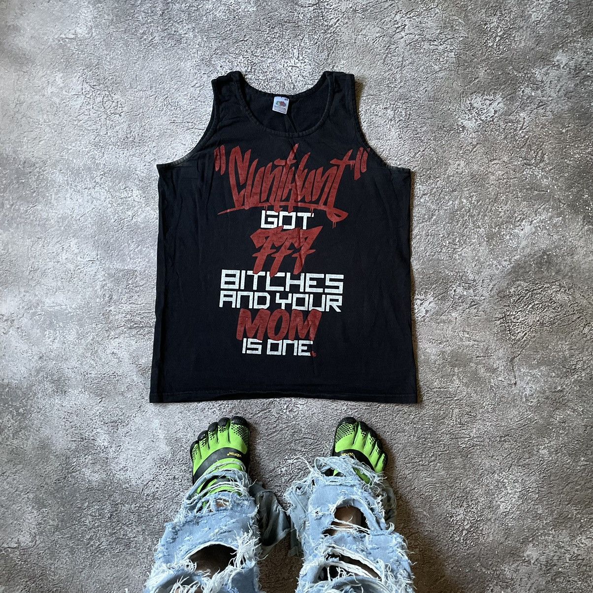 Vintage VINTAGE Y2K “ FUCK CUNT HUNT MILF TANK TOP“ FUNNY SLOGAN TEE Size US L / EU 52-54 / 3 - 1 Thumbnail