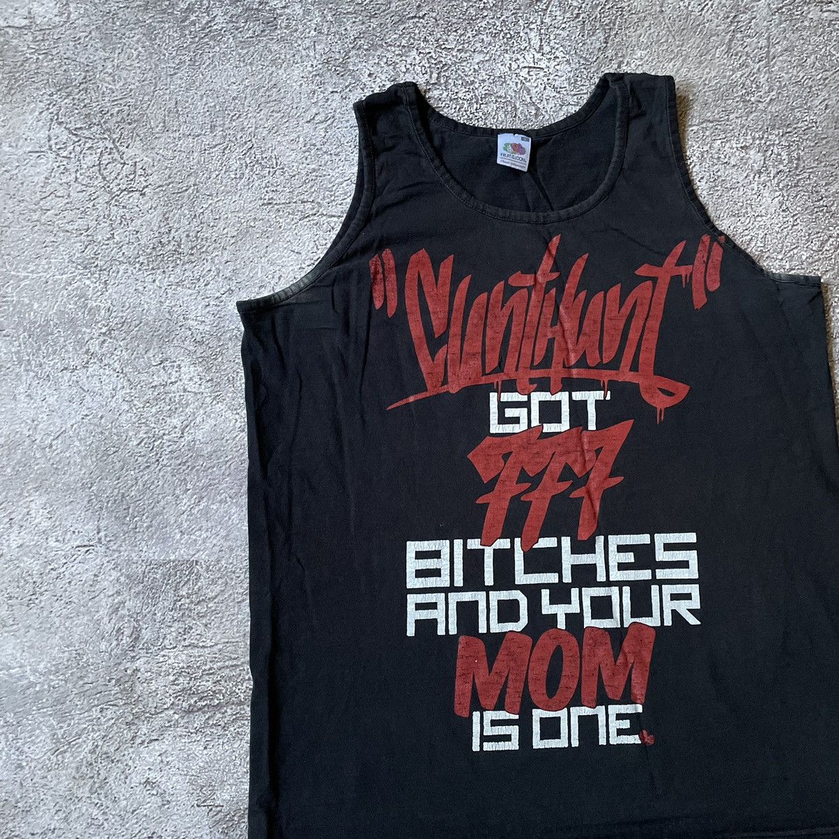 Vintage VINTAGE Y2K “ FUCK CUNT HUNT MILF TANK TOP“ FUNNY SLOGAN TEE Size US L / EU 52-54 / 3 - 4 Thumbnail