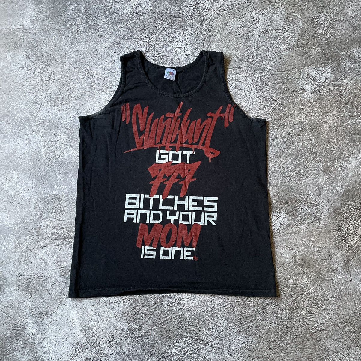 Vintage VINTAGE Y2K “ FUCK CUNT HUNT MILF TANK TOP“ FUNNY SLOGAN TEE Size US L / EU 52-54 / 3 - 2 Thumbnail