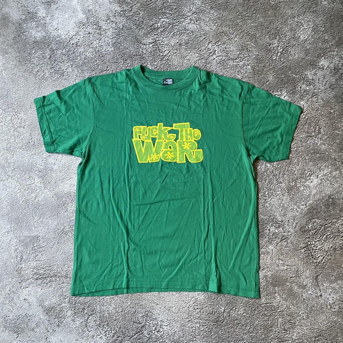 Vintage Vintage Y2K Green Graphic Logo Tee Fuck War Streetwear M Size US M / EU 48-50 / 2 - 3 Thumbnail