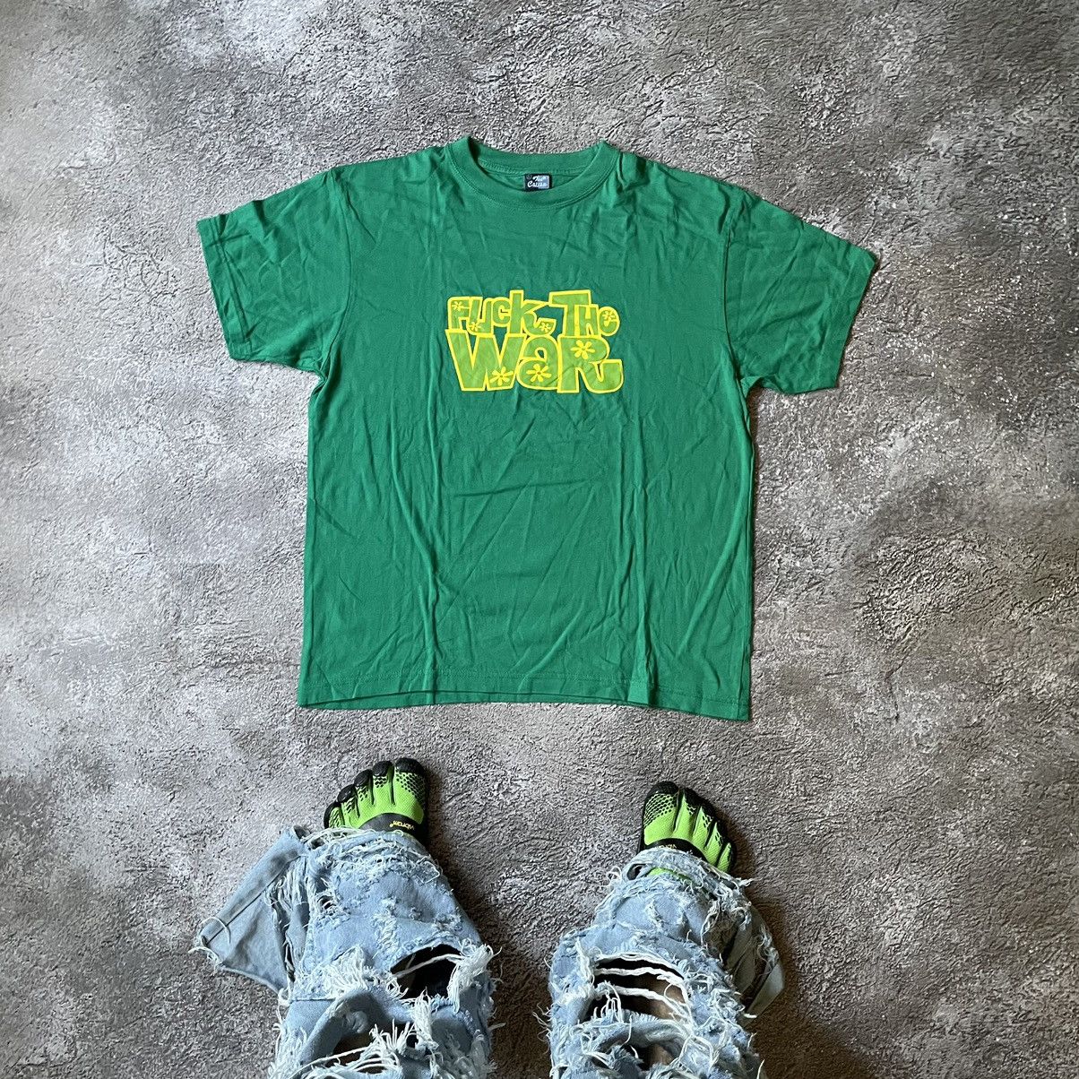 Vintage Vintage Y2K Green Graphic Logo Tee Fuck War Streetwear M Size US M / EU 48-50 / 2 - 1 Thumbnail