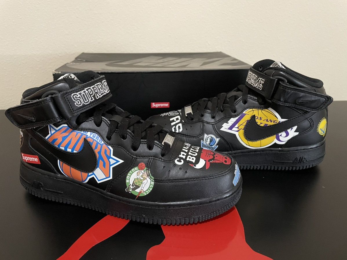 Nike Shoes Af1 Supreme Nba Nike Air Force Mid Supreme NBA Black
