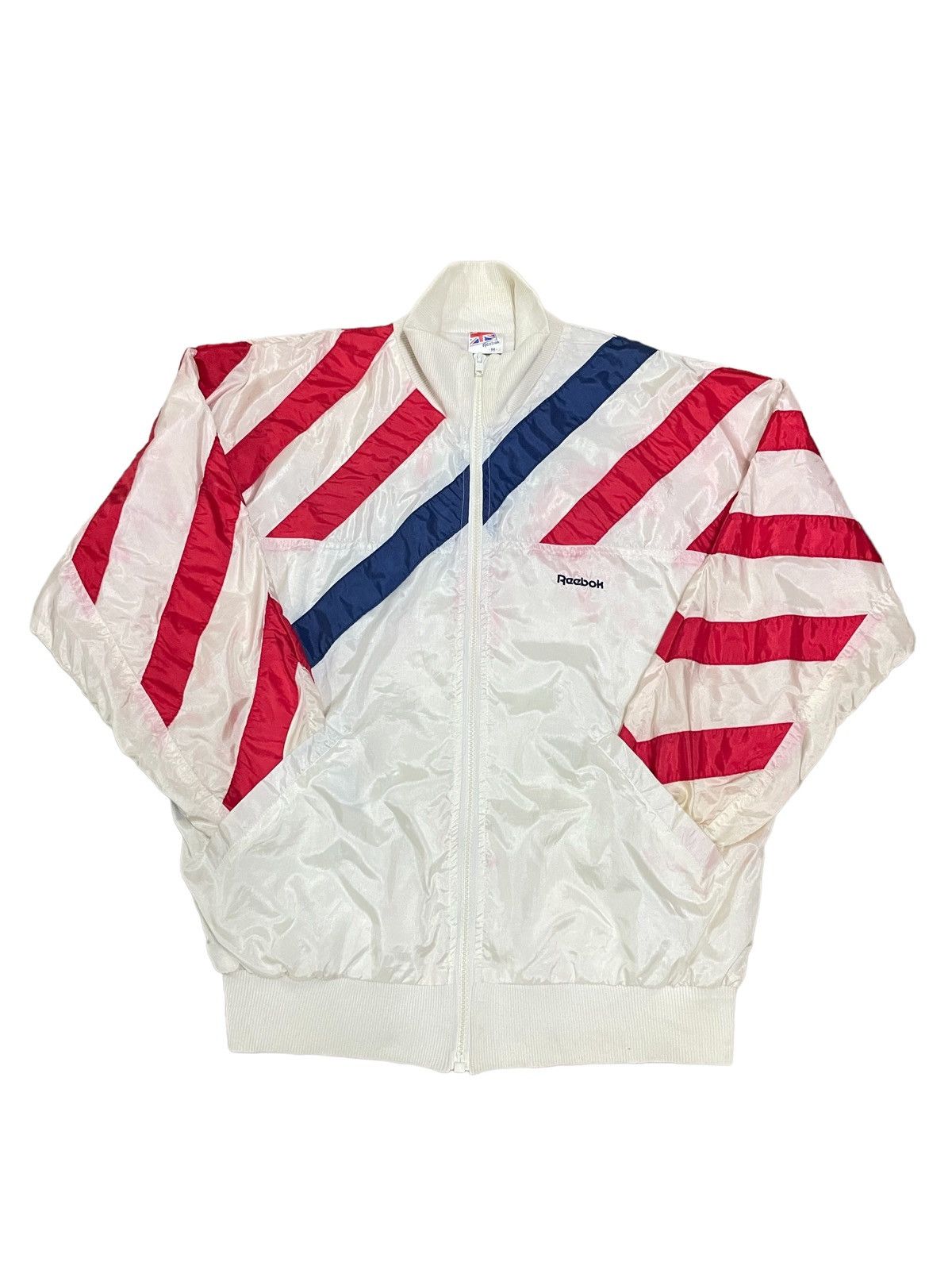Image of American Classics x Reebok Vintage 80/90S Reebok Americana Retro Stripe Jacket in White (Size Mediu
