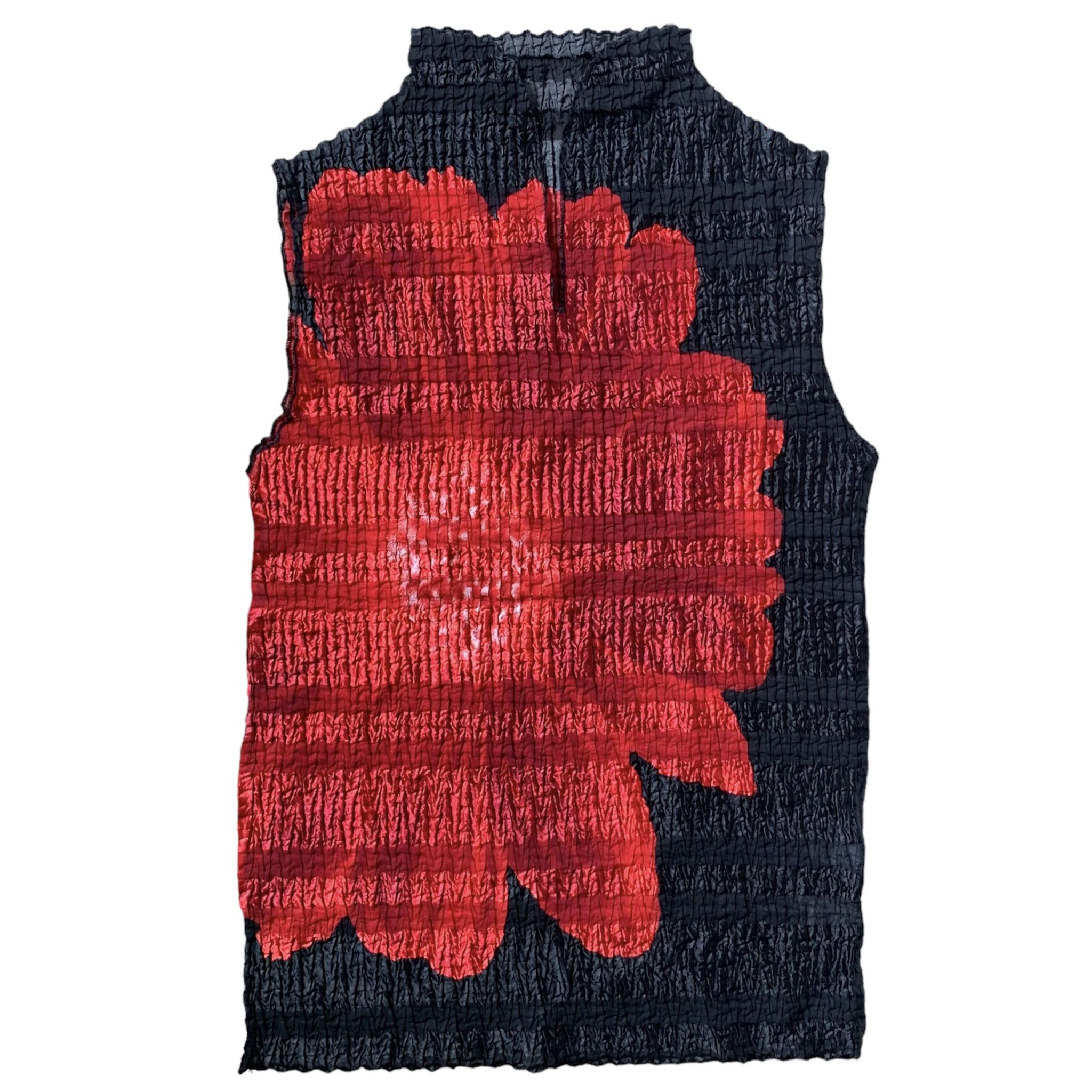 image of Seditionaries Rose Art Mesh Tank Top in Black Red, Women's (Size Medium)