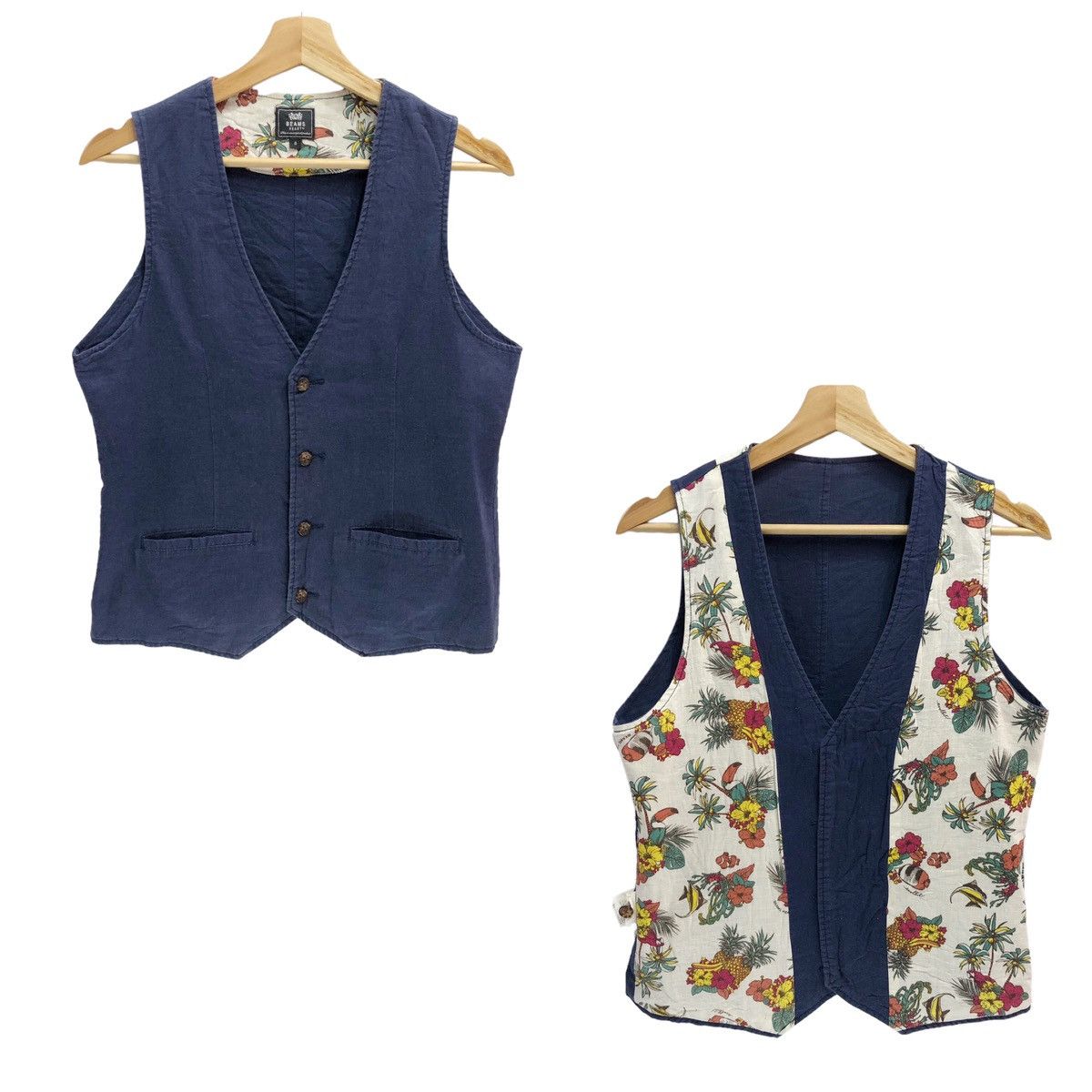 Beams Vest Floral Fish Bird
