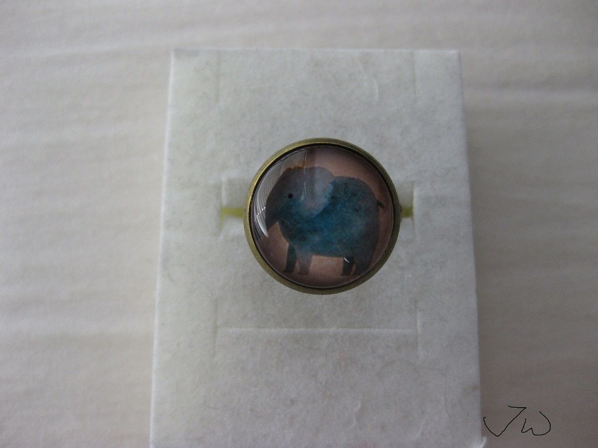 Handmade × Jewelry Elephant Pattern Round Bronze Ring Size ONE SIZE - 1 Thumbnail