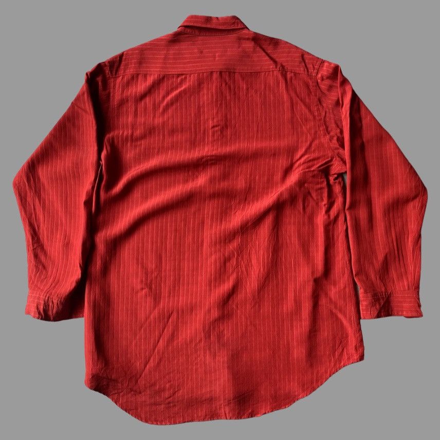 Yohji Yamamoto Y’s For Men Red Stripe Rayon Double Pocket Oversize Shirt Size US L / EU 52-54 / 3 - 3 Thumbnail