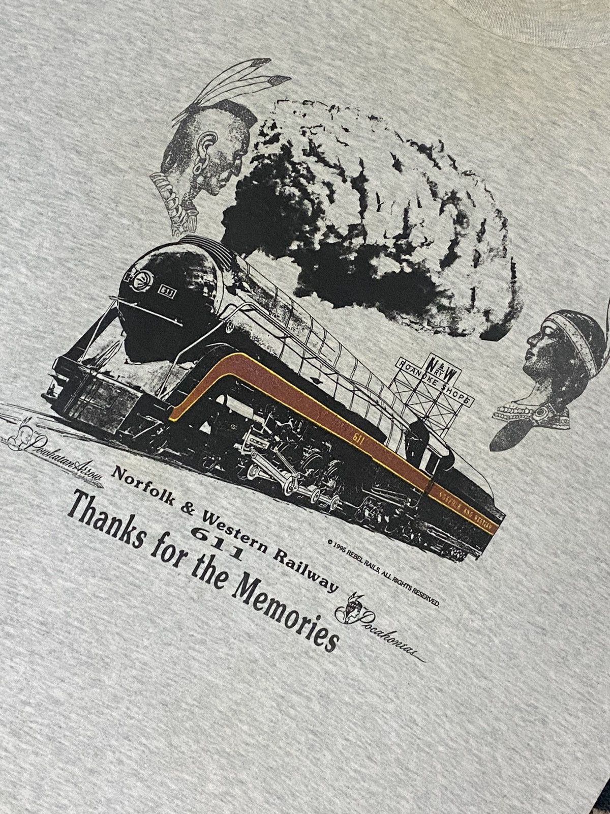 Band Tees VINTAGE 90s REBEL NORFOLK AND WESTERN RAILWAY 611 MODERN LIF Size US L / EU 52-54 / 3 - 5 Thumbnail