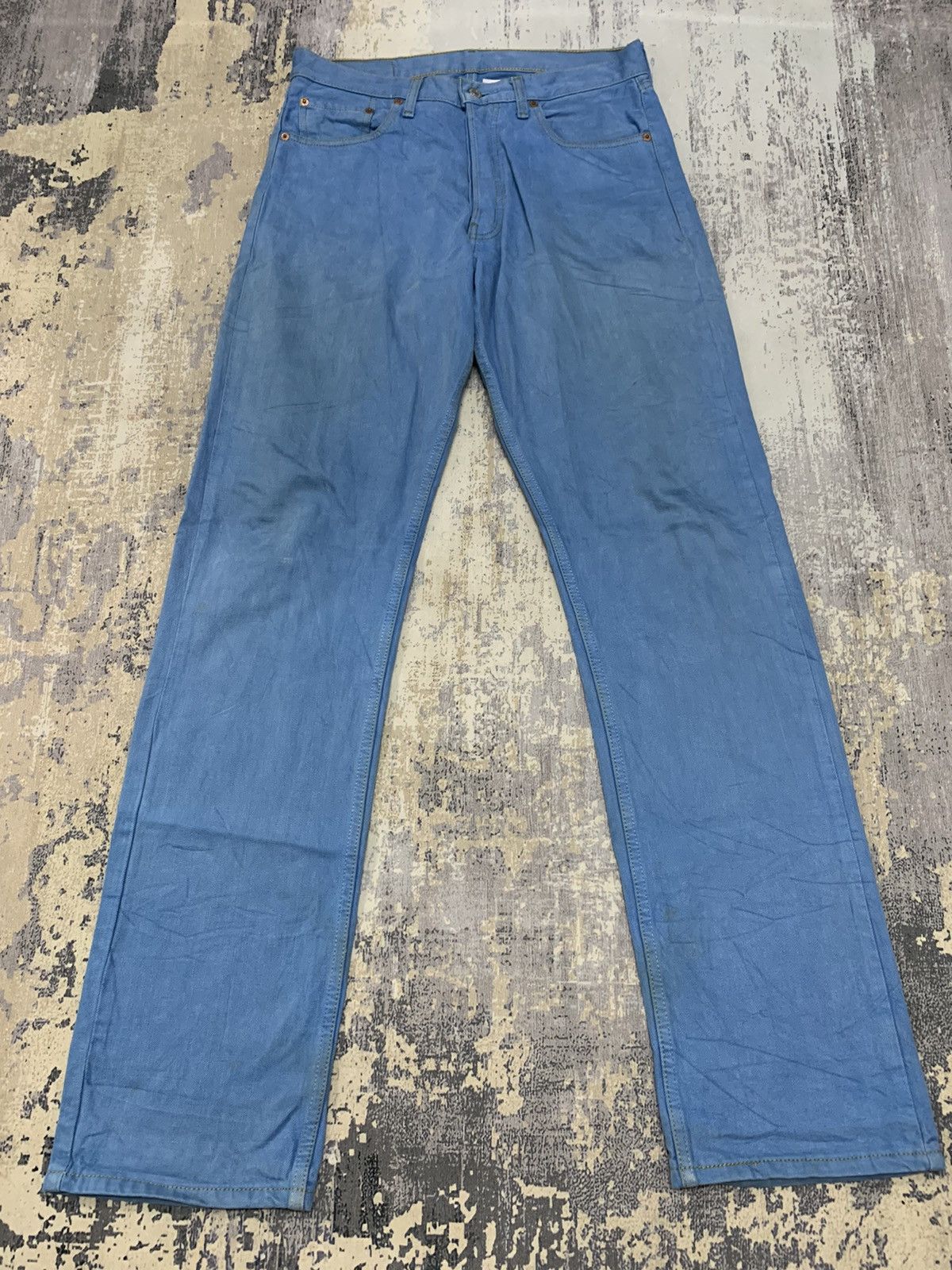 image of Vintage Levis Denim 509 Fly Button Colour Jeans 32X35.5 in Blue, Men's