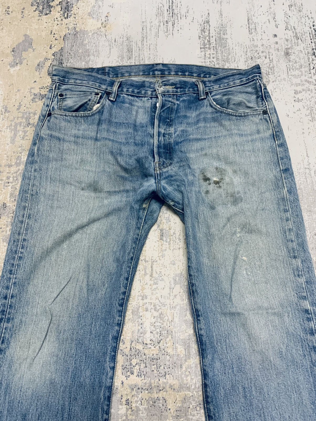 Levi's Vintage Levi’s Denim 501 Blue Wash Distressed Jean 38x29 Size US 38 / EU 54 - 3 Thumbnail