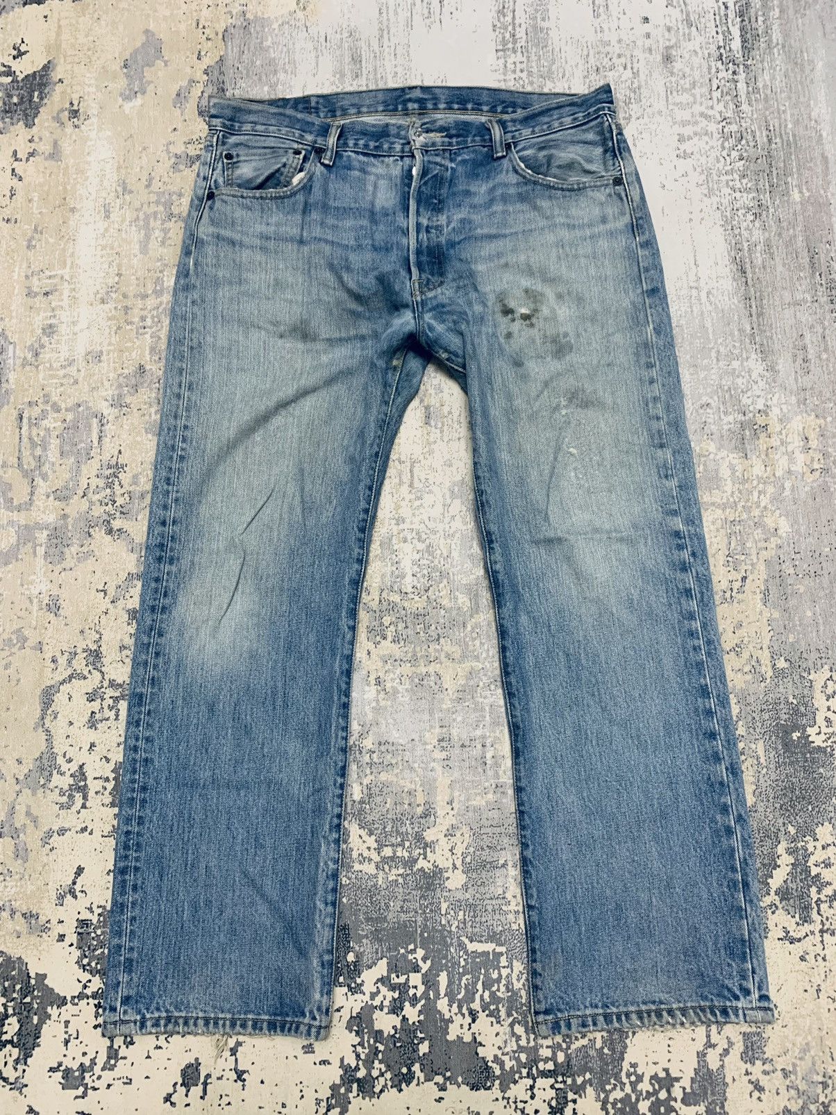 Levi's Vintage Levi’s Denim 501 Blue Wash Distressed Jean 38x29 Size US 38 / EU 54 - 1 Thumbnail