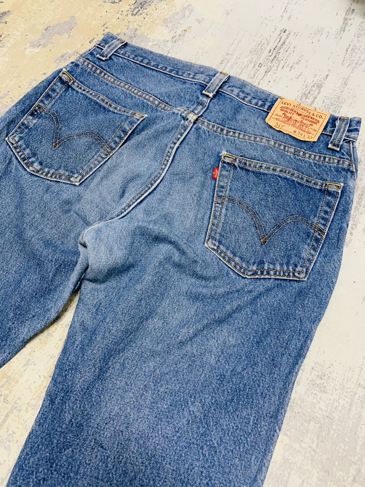Levi's Vintage Levis 517 Blue Wash Boot Cut Flared Jeans 34x33 Size US 34 / EU 50 - 9 Thumbnail