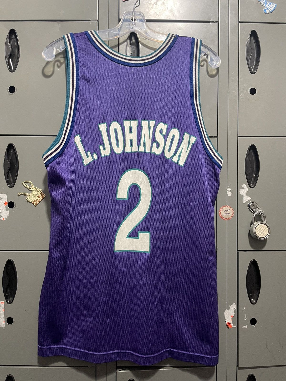 Wyco Vintage 1990s Larry Johnson Charlotte Hornets Basketball Jersey