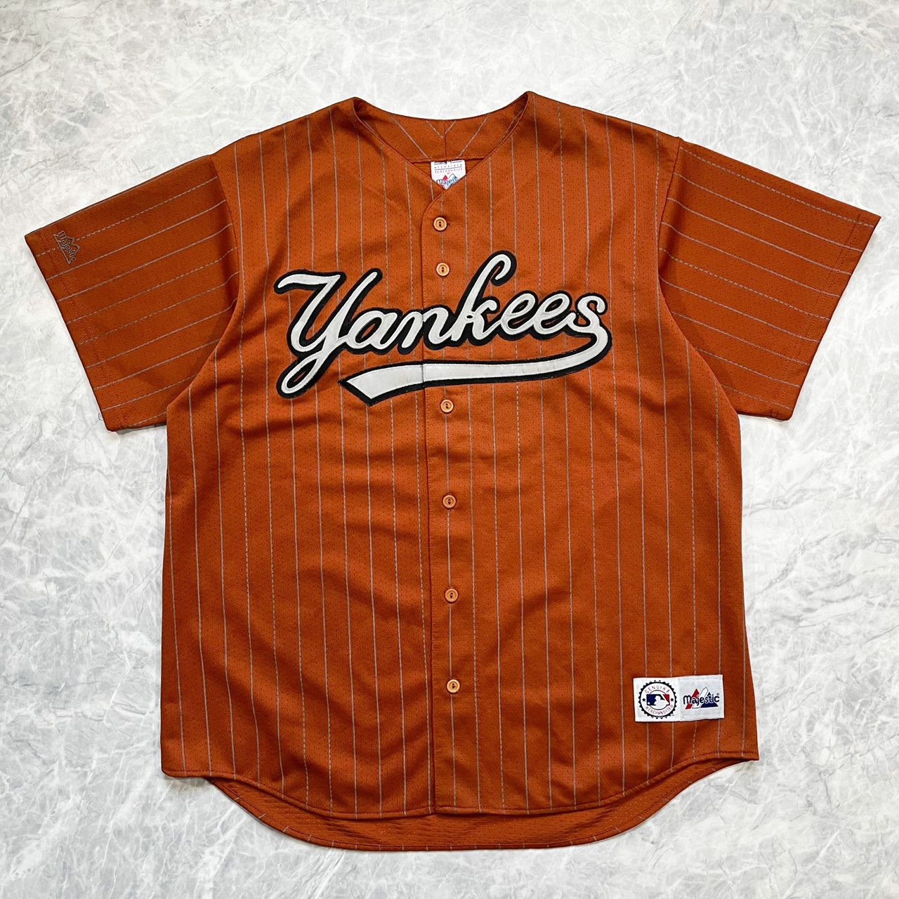 MLB × Majestic × Vintage VTG RARE 90s MLB NEW YORK YANKEES PINSTRIPE ...