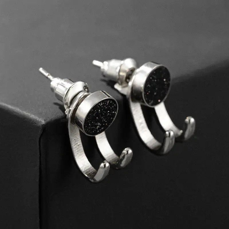 Jewelry Matte Black Round Stud Earring Size ONE SIZE - 3 Thumbnail