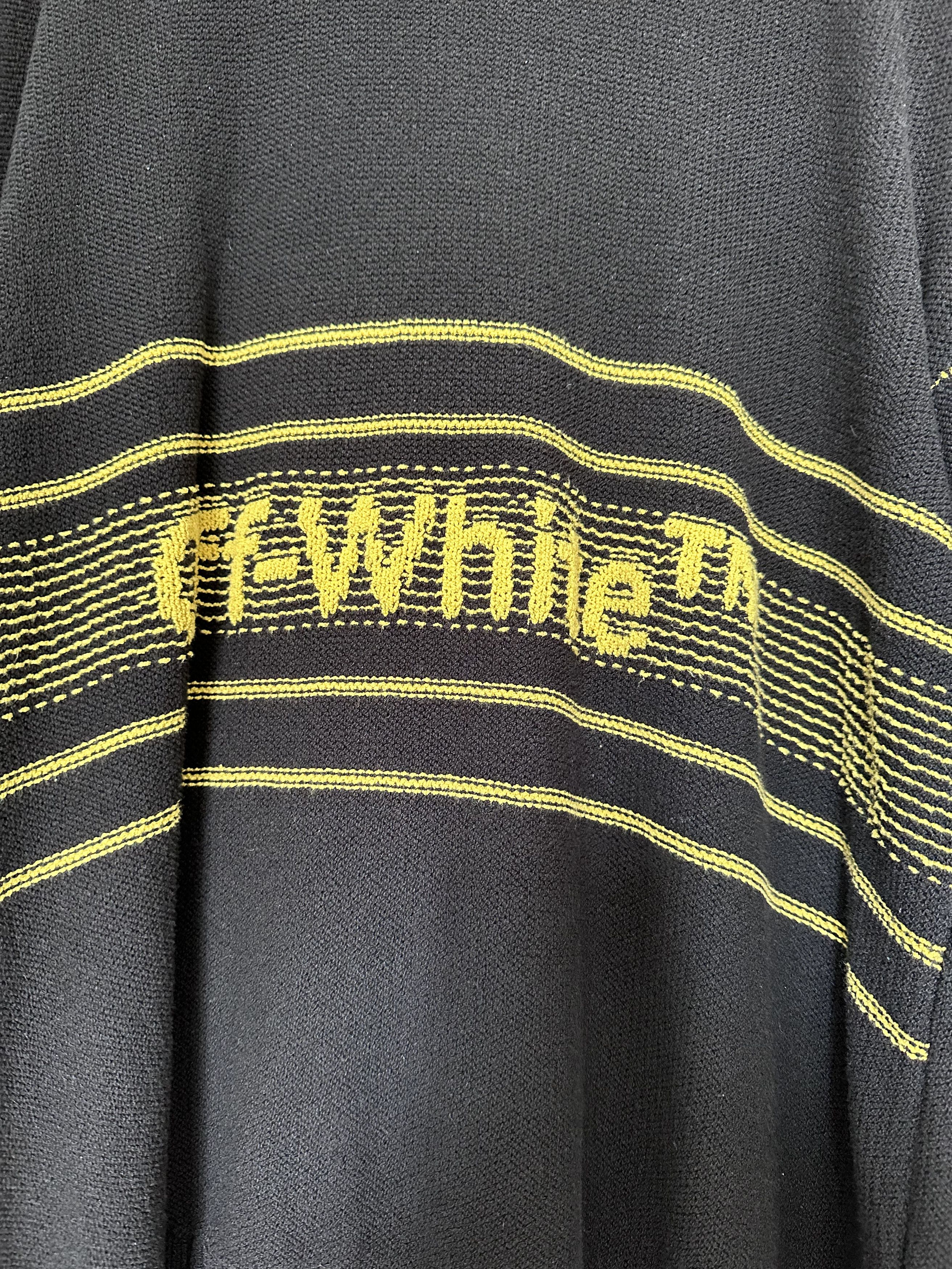 Off-White OFF-WHITE Distressed Logo Intarsia Wool Sweater Black/Yellow Size US M / EU 48-50 / 2 - 10 Thumbnail