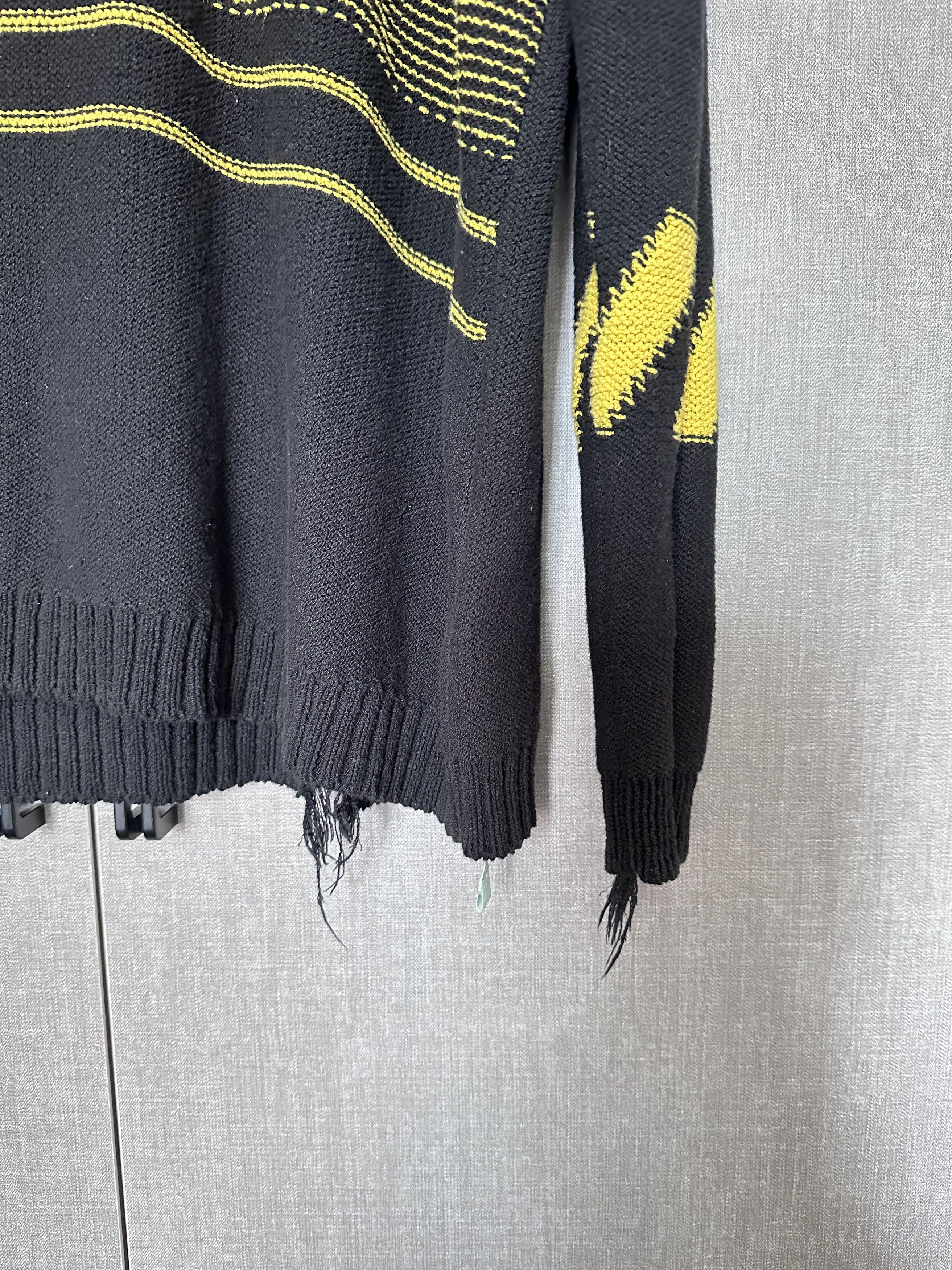 Off-White OFF-WHITE Distressed Logo Intarsia Wool Sweater Black/Yellow Size US M / EU 48-50 / 2 - 9 Thumbnail