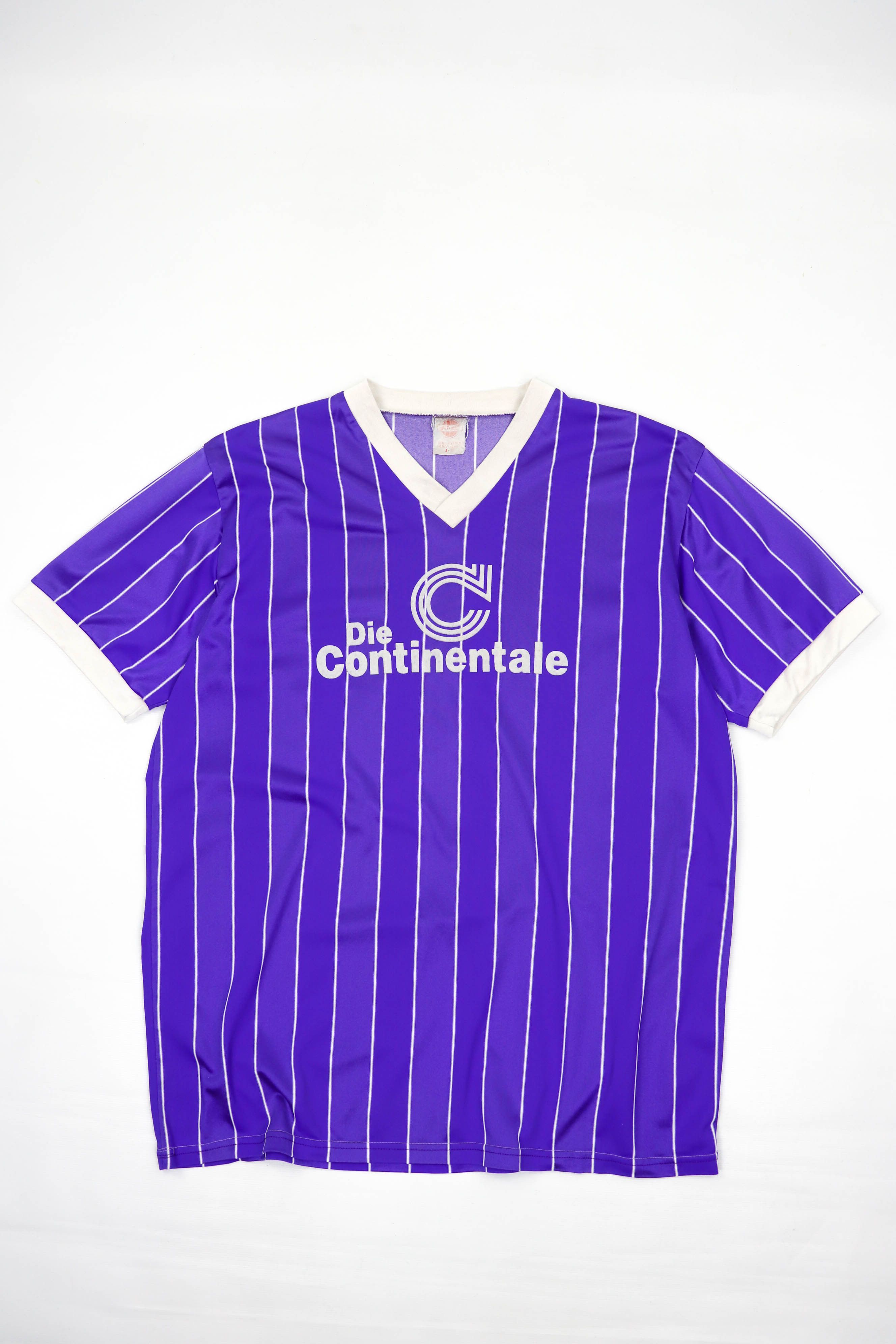 Vintage Vintage 80-90s Die Continentale Striped Purple Soccer Jersey Size US L / EU 52-54 / 3 - 1 Thumbnail