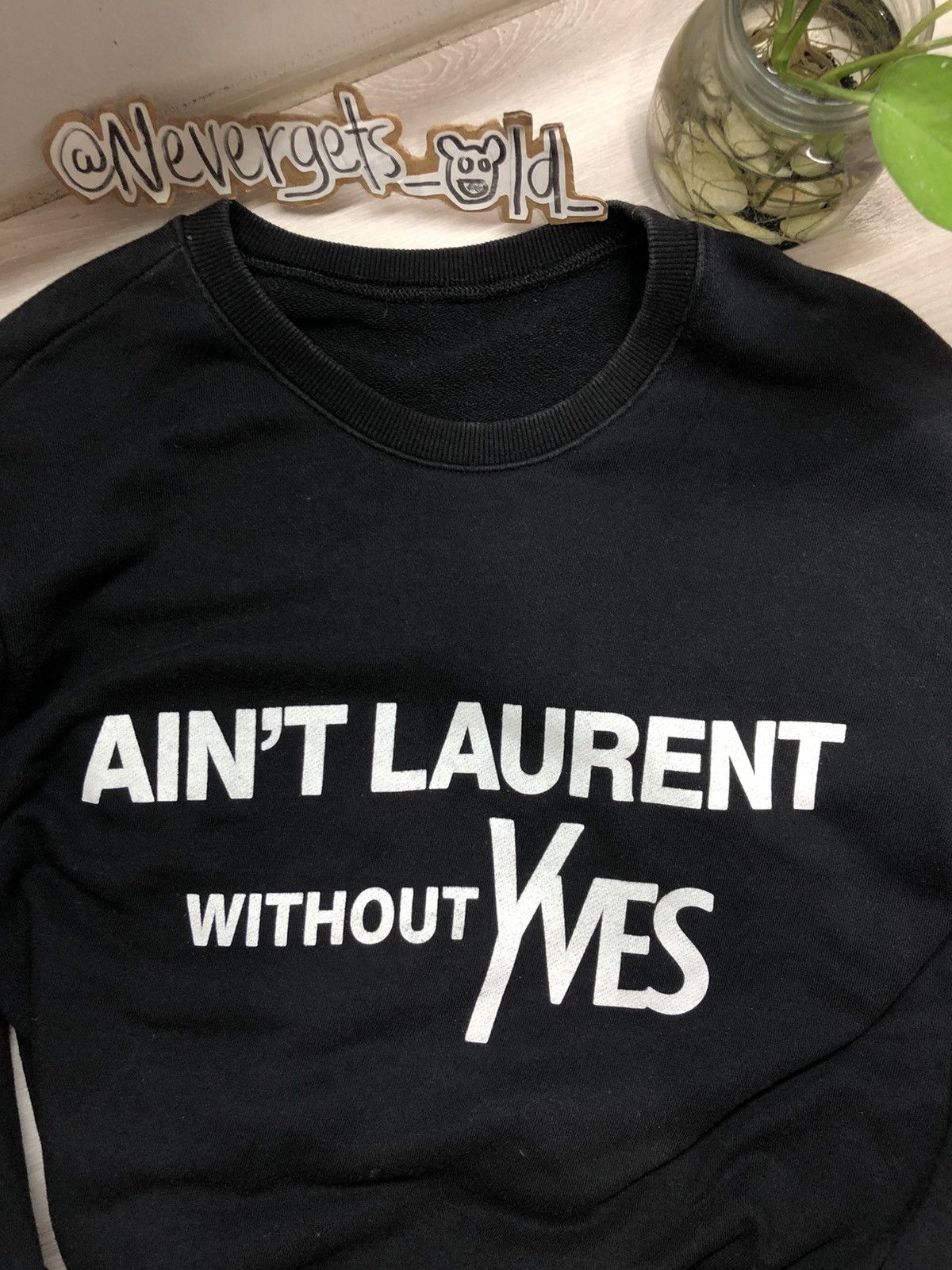 image of Vintage Ain’T Laurent Without YVES YSL Inspire Bootleg Wording Tee in Black, Men's (Size Medium)
