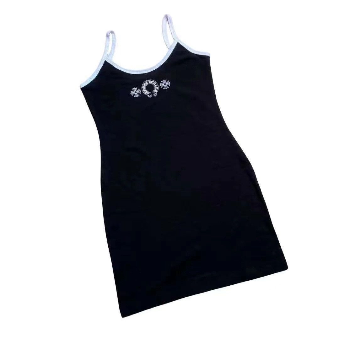 image of Chrome Hearts Roller Skate Horseshoe Tank Top Dress in Black, Women's (Size Medium)