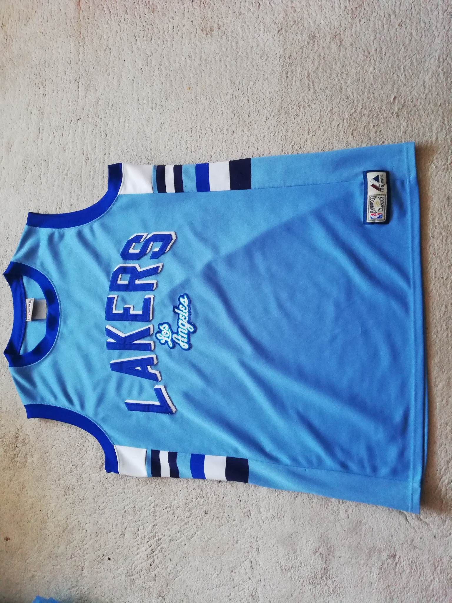 Majestic, Shirts, La Lakers Baby Blue Majestic Hardwood Classic  Basketball Jersey