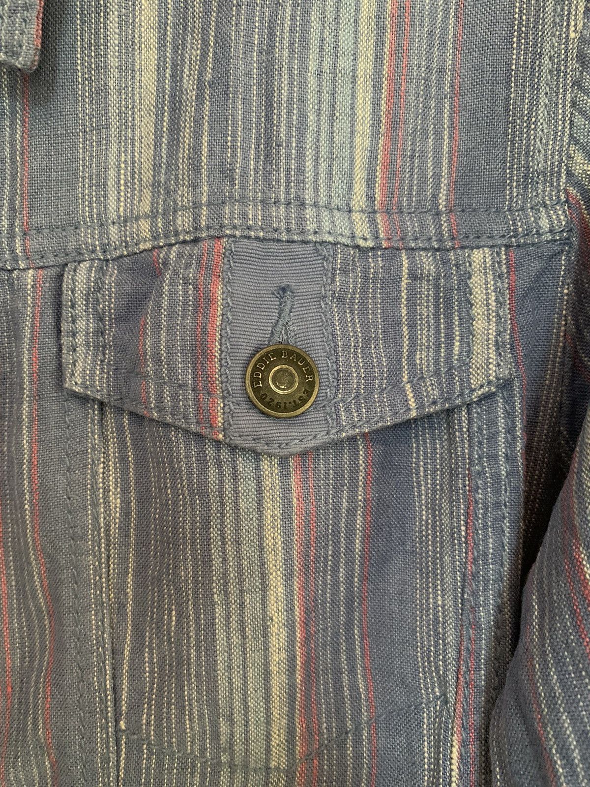 Eddie Bauer VINTAGE EDDIE BAUER STRIPES DENIM JACKET RARE Size L / US 10 / IT 46 - 6 Thumbnail