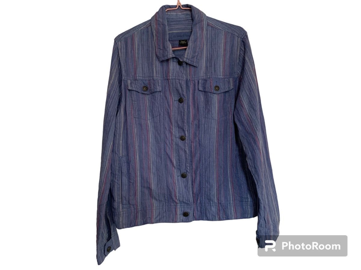 Eddie Bauer VINTAGE EDDIE BAUER STRIPES DENIM JACKET RARE Size L / US 10 / IT 46 - 1 Thumbnail