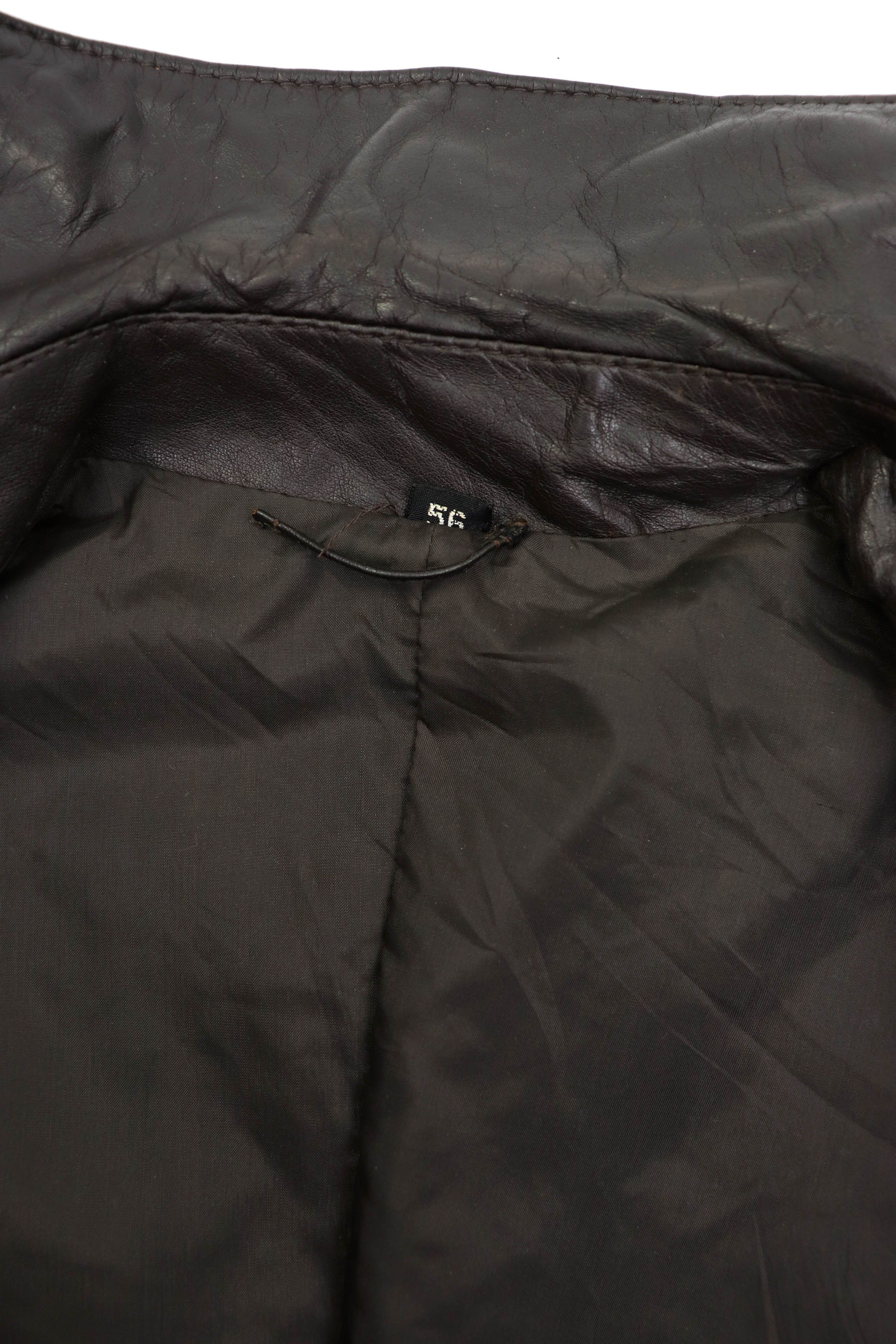 70-80s Vintage BAMF Style Brown Leather Belted Trench Coat