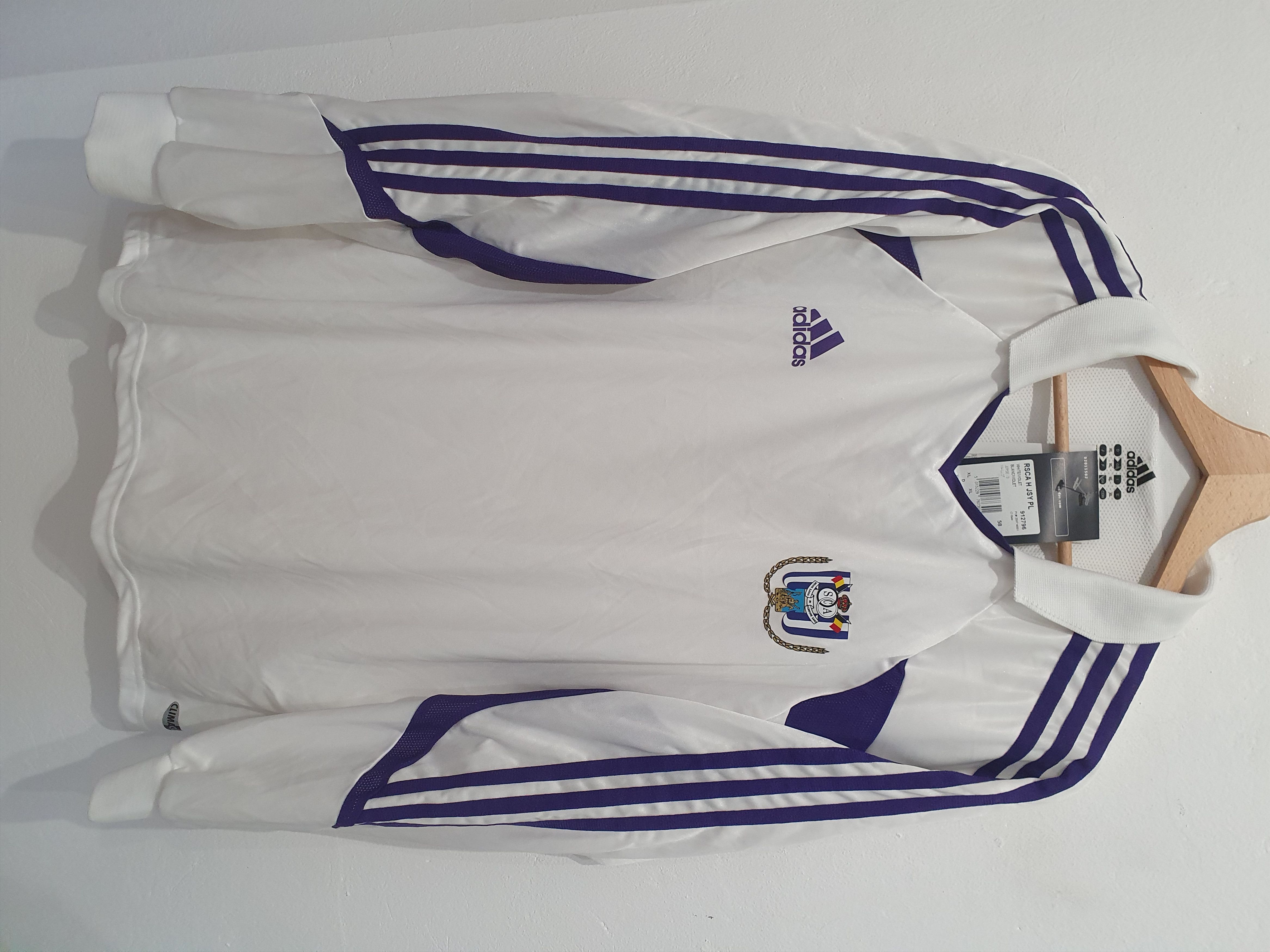 image of Anderlecht 2004 Adidas Size XL New Longsleeve Jersey in White, Men's