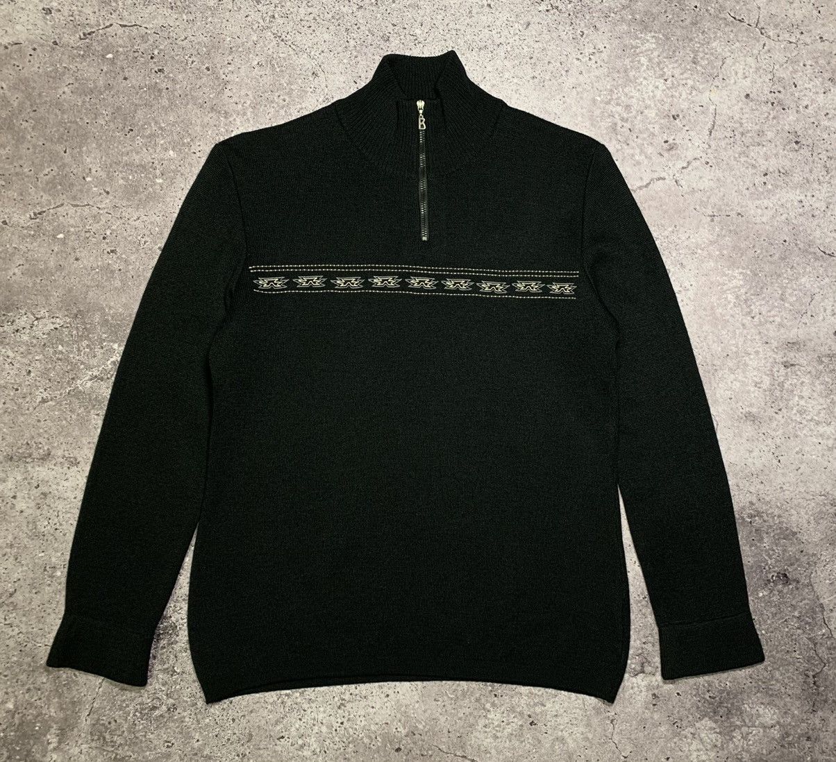 Bogner Vintage 1/4 Zip Wool Black Sweater