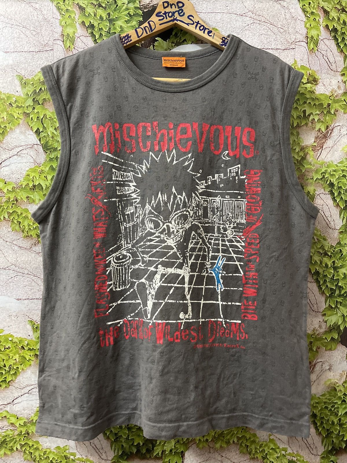 VINTAGE MISCHIEVOUS BLUE RABBIT TEE SLEEVELESS VERY RARE