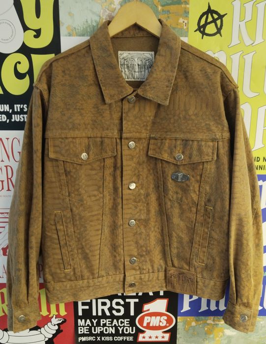 Hermes Vintage Ferre Jeans Snake Print Denim Jacket, Rare Grailed