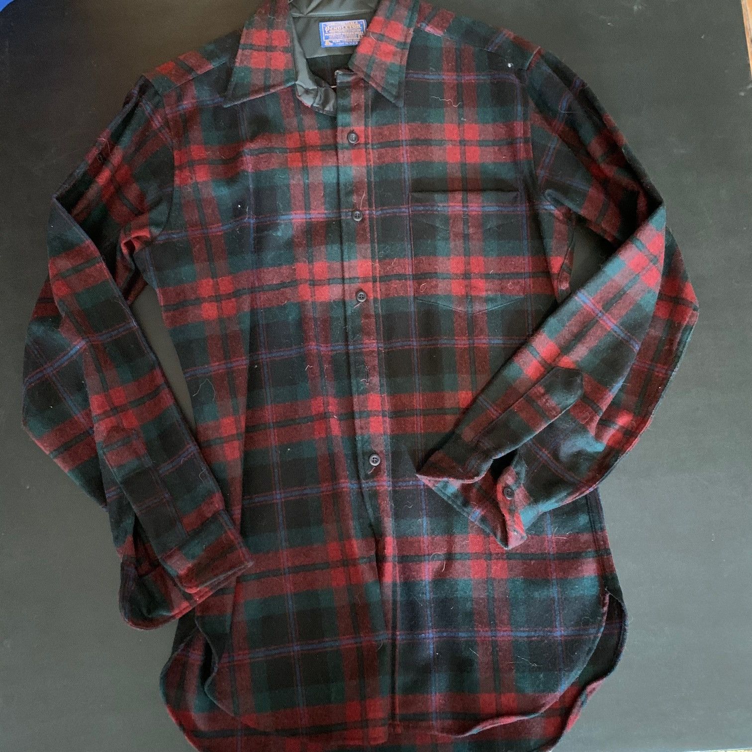 image of VTG 1960S Pendleton Fireside Shirt Red Plaid Wool One Pocket, Men's (Size Small)