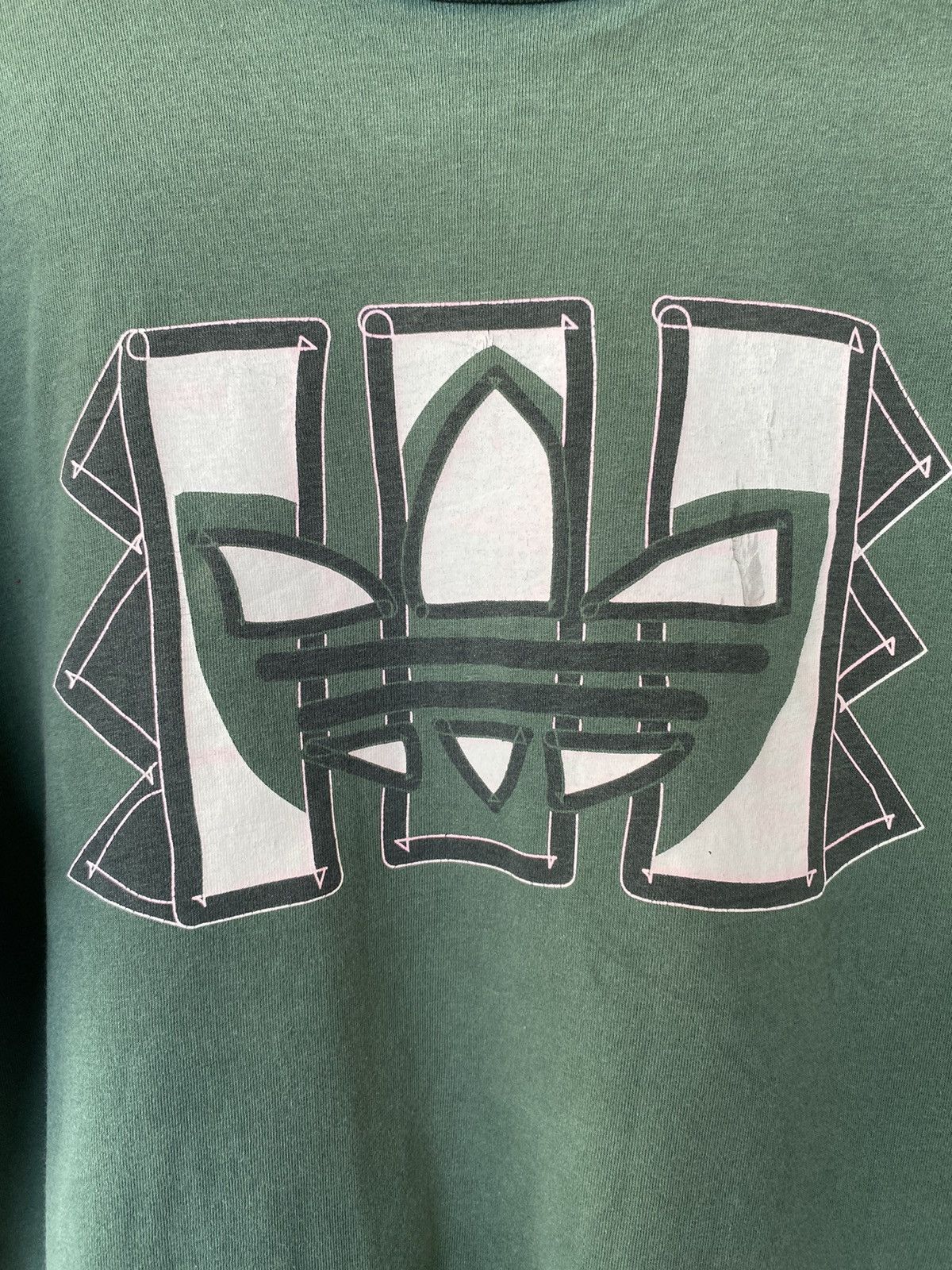 Adidas Vintage 90s Adidas Trefoil Distressed Tshirt Size US L / EU 52-54 / 3 - 3 Thumbnail