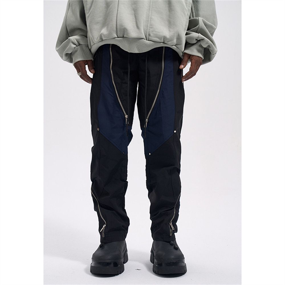 Multi-Zippered Patched Functional Pants for Men