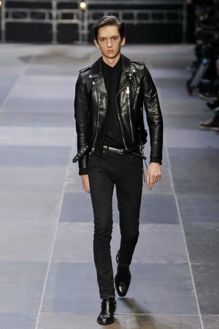 Image of Hedi Slimane x Saint Laurent Paris Fw16 Leather Jacket L17 in Black, Men's (Size Small)