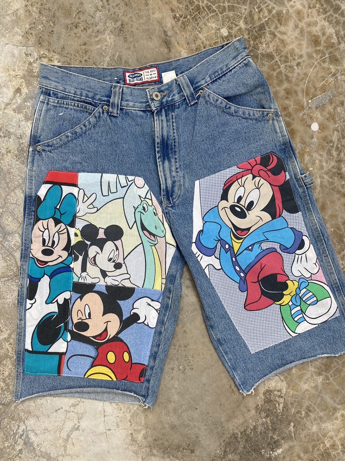Disney × Old Navy 🔥 Vintage Old Navy Carpenter Denim Shorts Custom Mickey Size US 31 - 2 Thumbnail