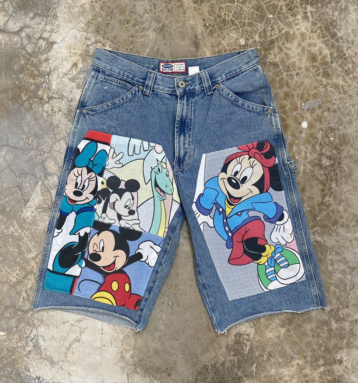 Disney × Old Navy 🔥 Vintage Old Navy Carpenter Denim Shorts Custom Mickey Size US 31 - 1 Thumbnail