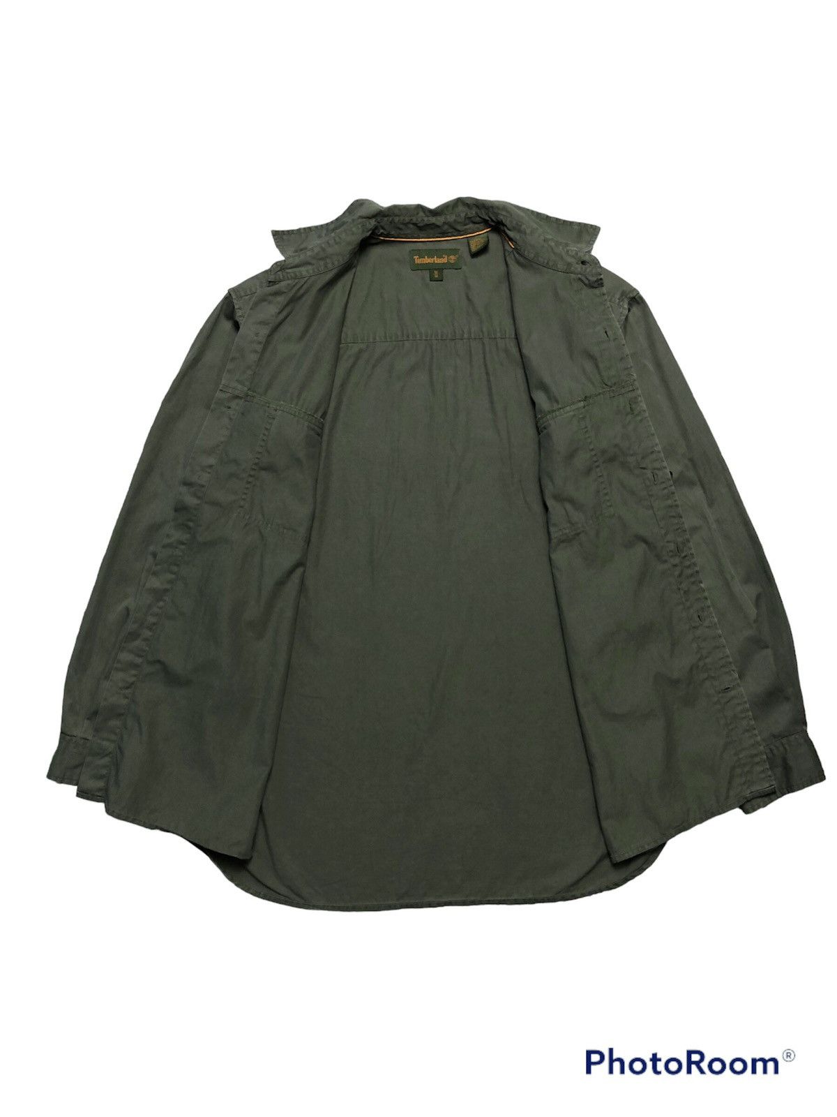 Timberland × Vintage Vintage TIMBERLAND Plain Green Army Shirt Size US M / EU 48-50 / 2 - 3 Thumbnail