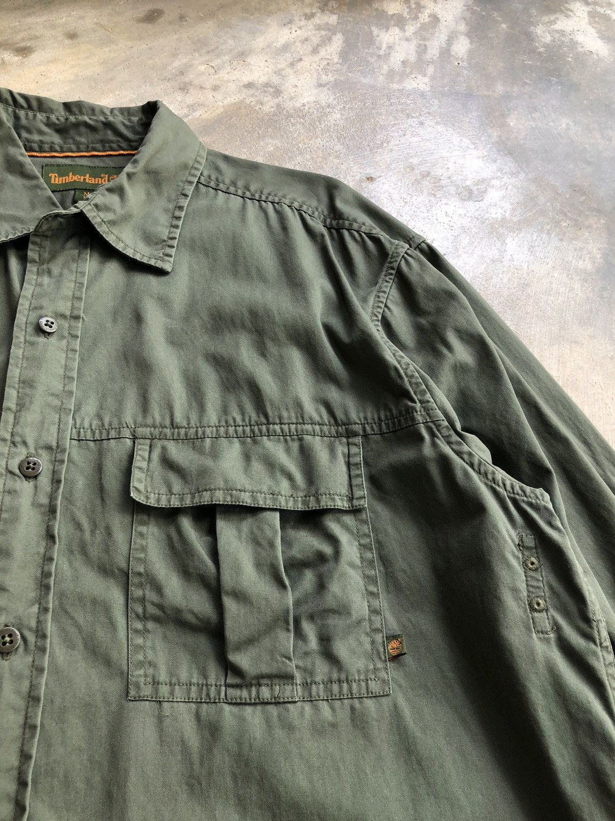 Timberland × Vintage Vintage TIMBERLAND Plain Green Army Shirt Size US M / EU 48-50 / 2 - 4 Thumbnail