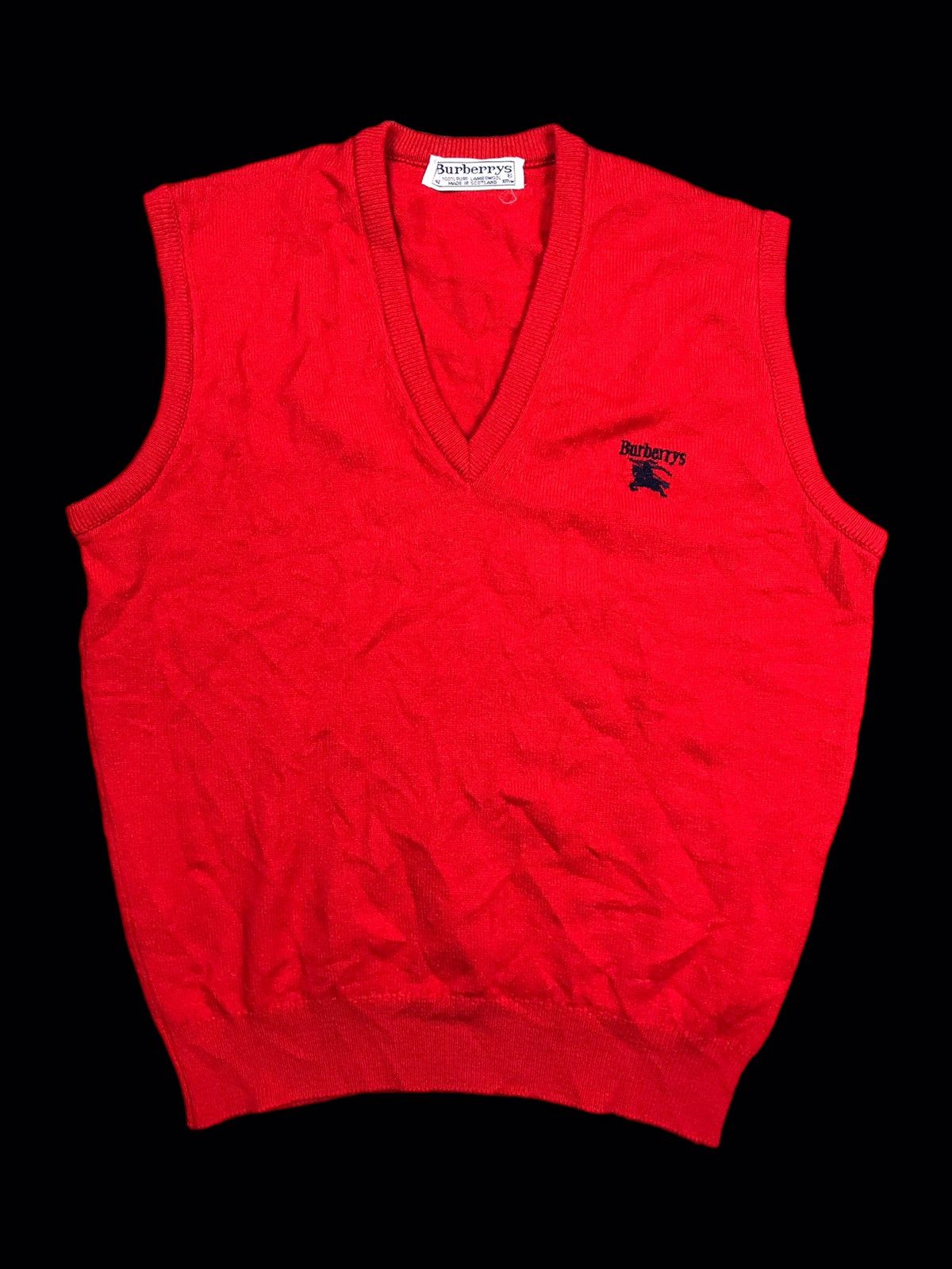 Burberry × Vintage 🔥Vintage Burberrys Sweater Vest V-Neck Lambswool Size US L / EU 52-54 / 3 - 1 Thumbnail