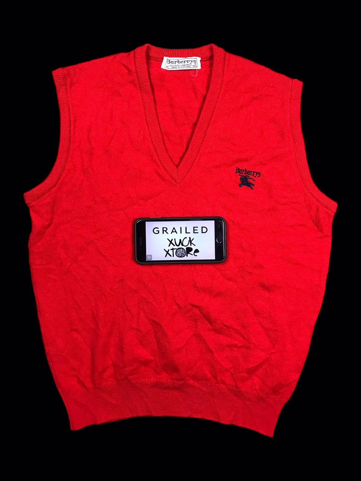 Burberry × Vintage 🔥Vintage Burberrys Sweater Vest V-Neck Lambswool Size US L / EU 52-54 / 3 - 4 Thumbnail