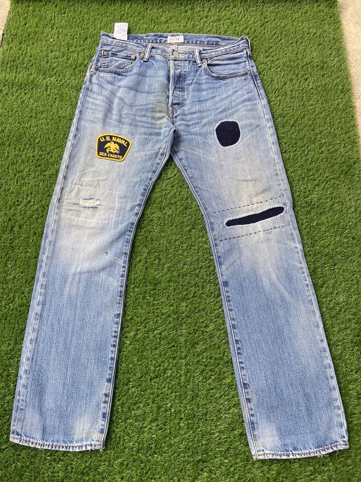 Levi's Levis 501 Patchwork With Sashiko Stitch Pant Size US 33 - 1 Thumbnail